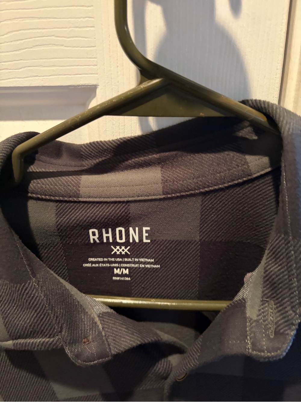 Rhone Men's Hardy Flannel Shirt - size Medium - Black and Grey Check - Picture 3 of 5